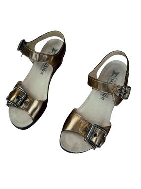 Mephisto Natty Air Relax Gold Leather Wedge Sandals Women’s Size 38 US 8 Comfort